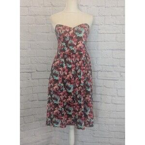 Bar III Womens Floral Mini Sleeveless Cotton Sweetheart Dress XS Made In ISA‎